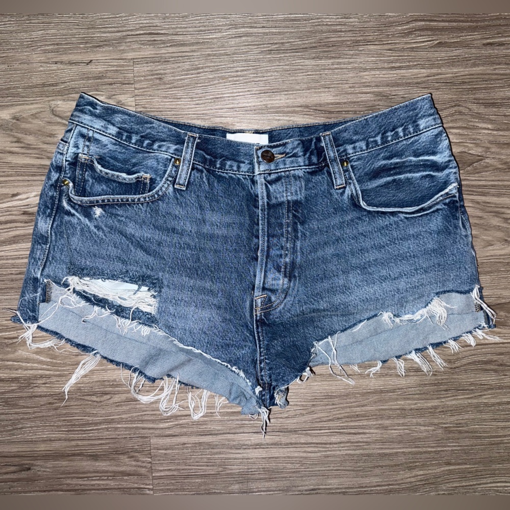 FRAME Denim Le Grand Garçon Front Cuff Shorts In Adrift Women's Size 30